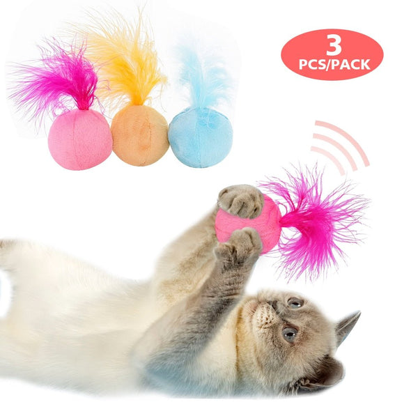 Sound Catnip Cat Toys Ball Hair Ring Bell Feather - Premium Pets from Olive Demeter - Just $9.39! Shop now at PETGS