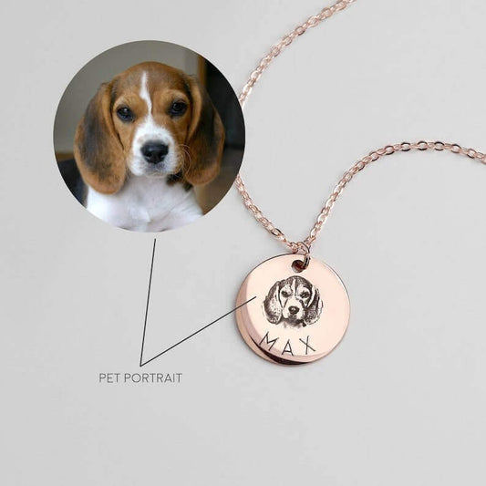 925 Sterling Silver - Pet Portrait Name Necklace - PETPOY