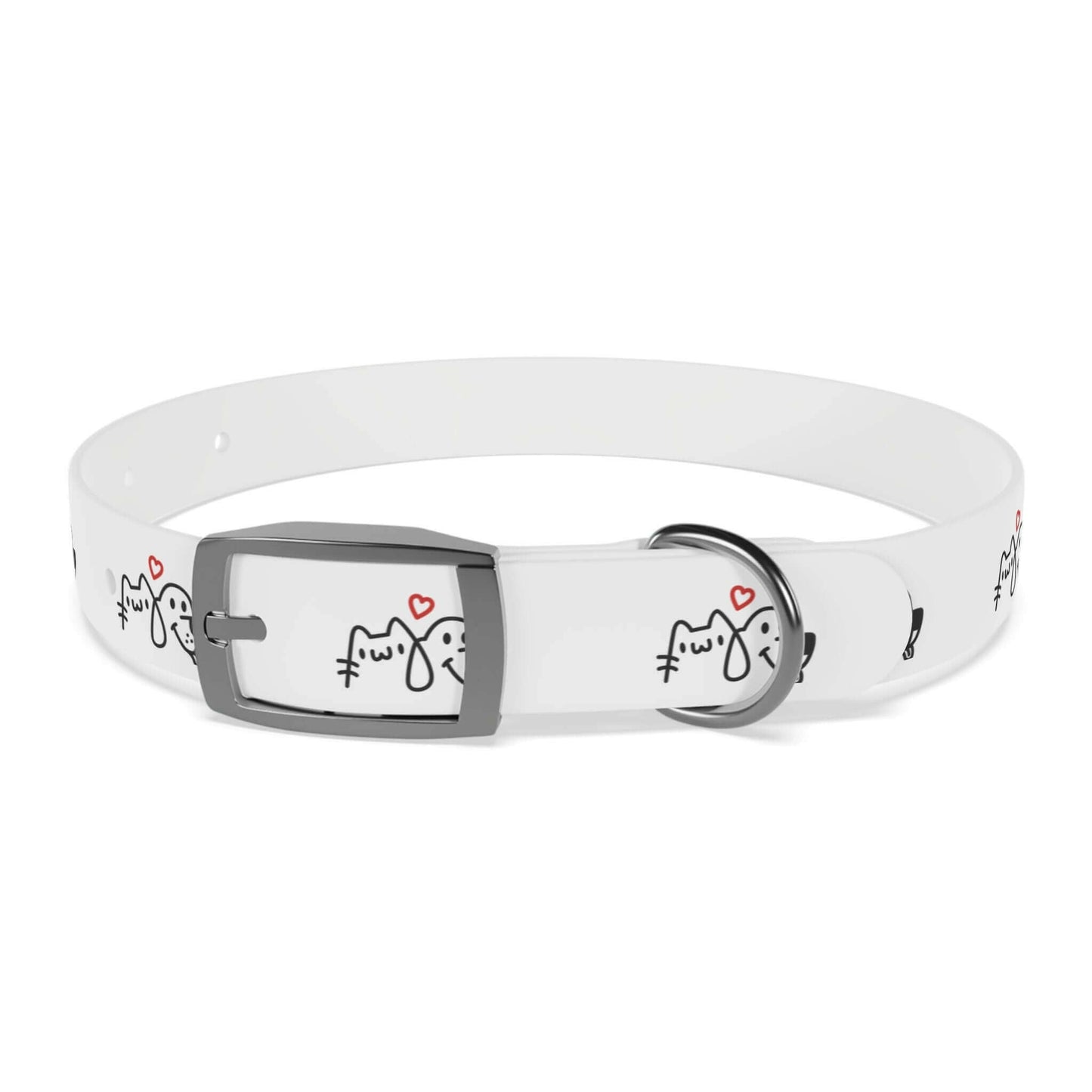 Cute white cat and dog design belt with heart details for pet lovers