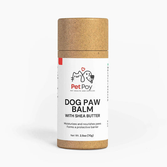 PetPoy Dog Paw Balm with Shea Butter – Moisturizes and nourishes paws, forming a protective barrier. Net Wt. 2.5oz (70g).