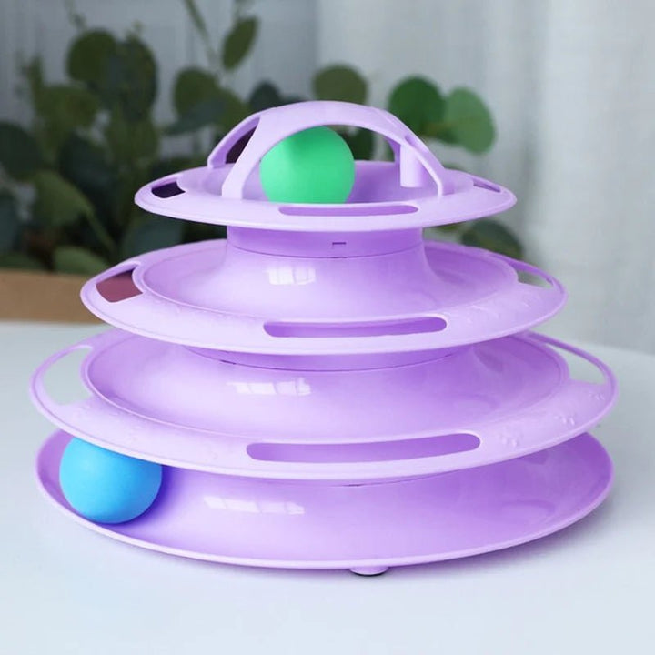 3/4 Levels Cats Toy Tower Tracks Cat Toys Interactive Cat Intelligence Training Amusement Plate Tower Pet Products Cat Tunnel - PETGS