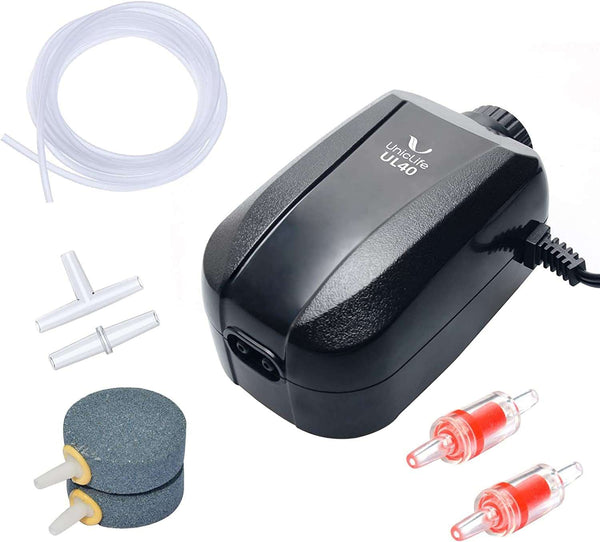 Aquarium Air Pump Dual Outlet Fish Tank Aerator with Accessories for up to 100 Gallon Tank - PETGS