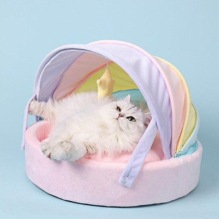 Cat Dog Rainbow Soft Round Bed - PETGS