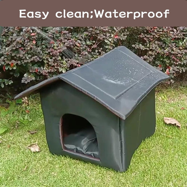 Cat House with Waterproof Canvas Roof Thickened Cold-Proof Nest Kitty Shelter Cat Cave Pet House Cat Dog Tent Cabin - PETGS