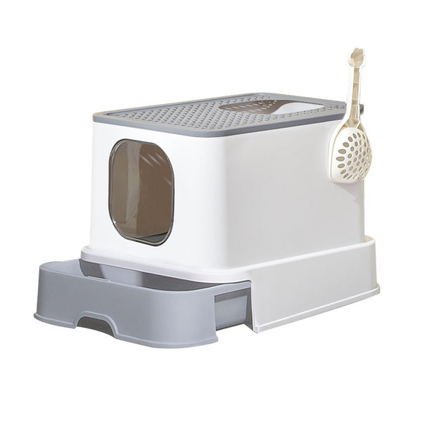 Cat Litter Box Fully Enclosed Kitty Toilet Trapping Sifting Odor - Premium Tech Accessories from Ultramarine Dione - Just $135.56! Shop now at PETGS