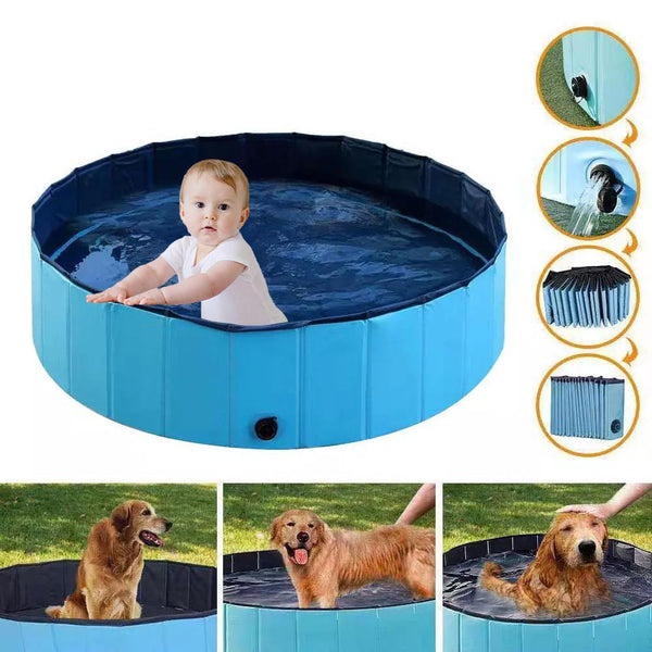 Foldable Pet Bath Outdoor Portable Swimming Pool for Pets and Kids - Premium Pets from Pink Iolaus - Just $13.92! Shop now at PETGS