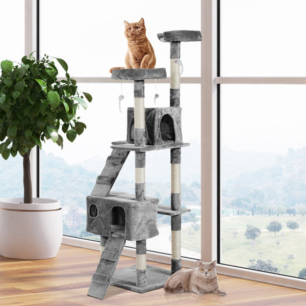 PawHut 67-inch Multi-Level Cat Scratching Tree Kitty Activity Center - Premium Home & Garden from Taupe Shadow - Just $89.04! Shop now at PETGS