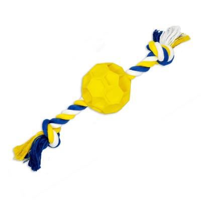 Rubber Soccer Ball Chew Toy with Tug Rope  -- Great for Active Dogs - Premium Toys from Tan Sam - Just $13.20! Shop now at PETGS