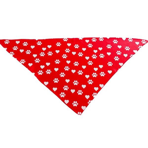 Valentines Day Paw Prints & Hearts Red Tie On Dog Bandana - Premium Leashes, Collars & Petwear from Plum Semele - Just $7.46! Shop now at PETGS